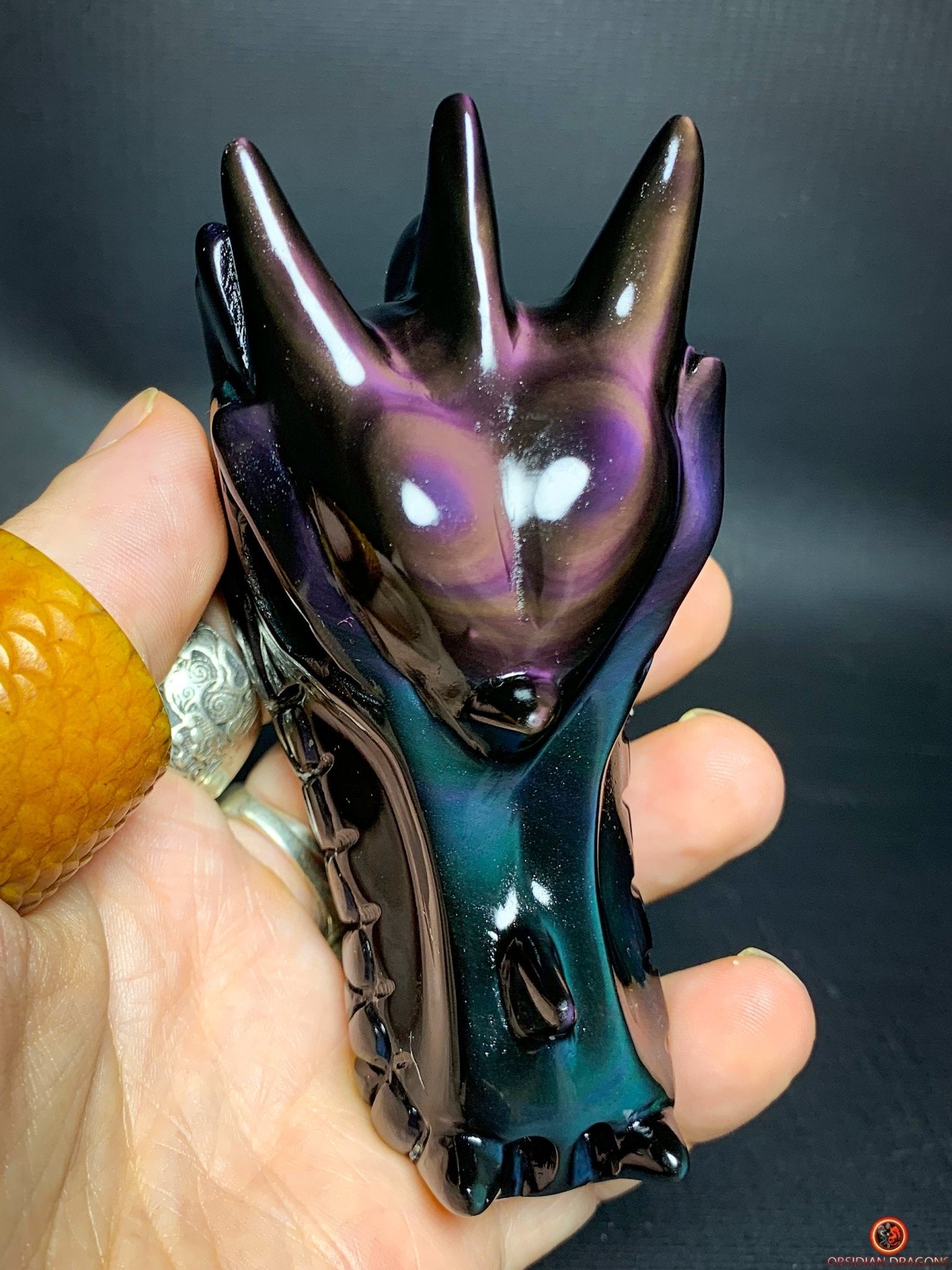 Crâne de Dragon en Obsidienne Œil Céleste – Souffle Éthérique | obsidian dragons