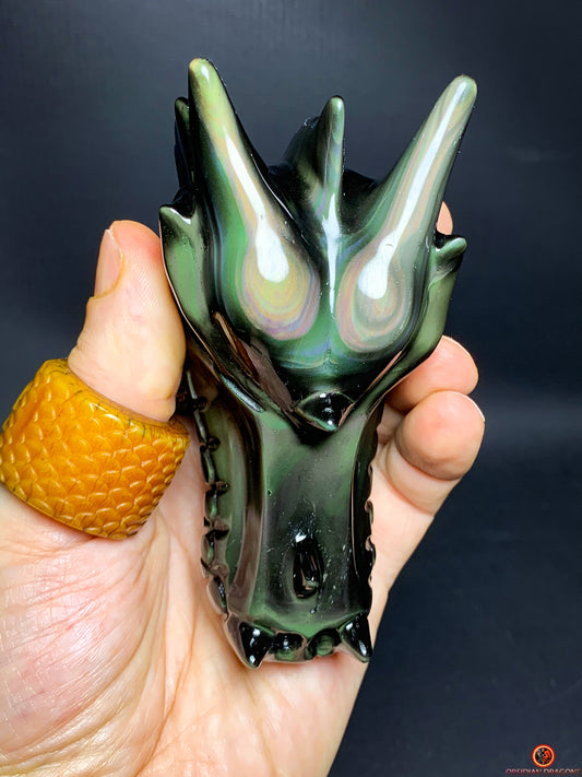 Crâne de Dragon en Obsidienne Œil Céleste – Spirale d'Éveil | obsidian dragons