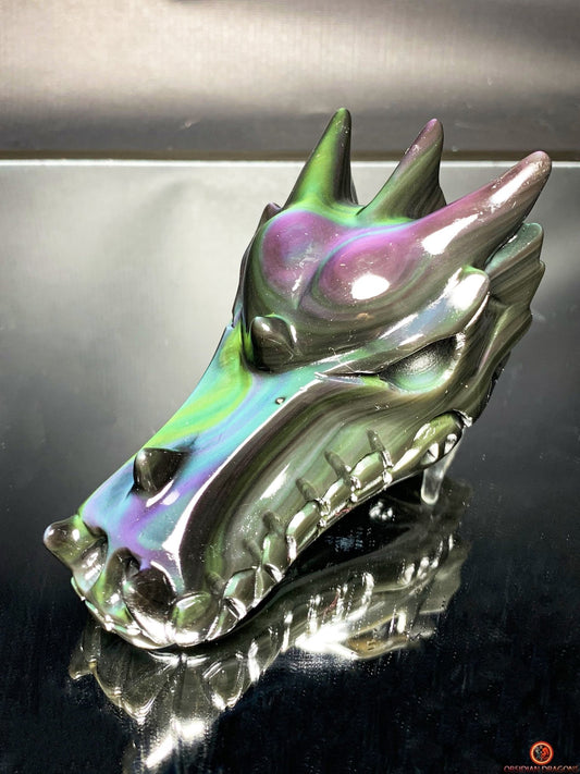 Crâne de Dragon en Obsidienne Œil Céleste – Voile Astral | obsidian dragons