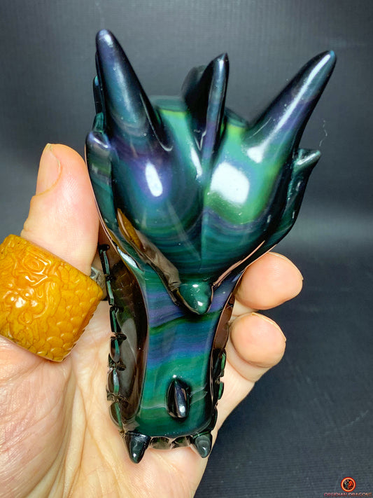 Crâne de Dragon en Obsidienne Œil Céleste – Vortex Spirituel | obsidian dragons