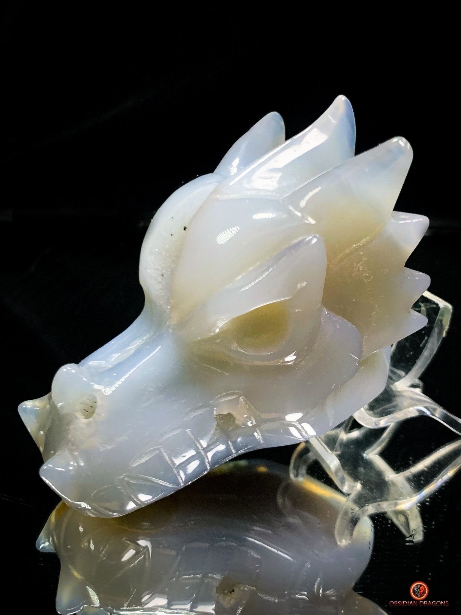 Crâne de Dragon en géode de Quartz – Harmonie Spirituelle | obsidian dragons