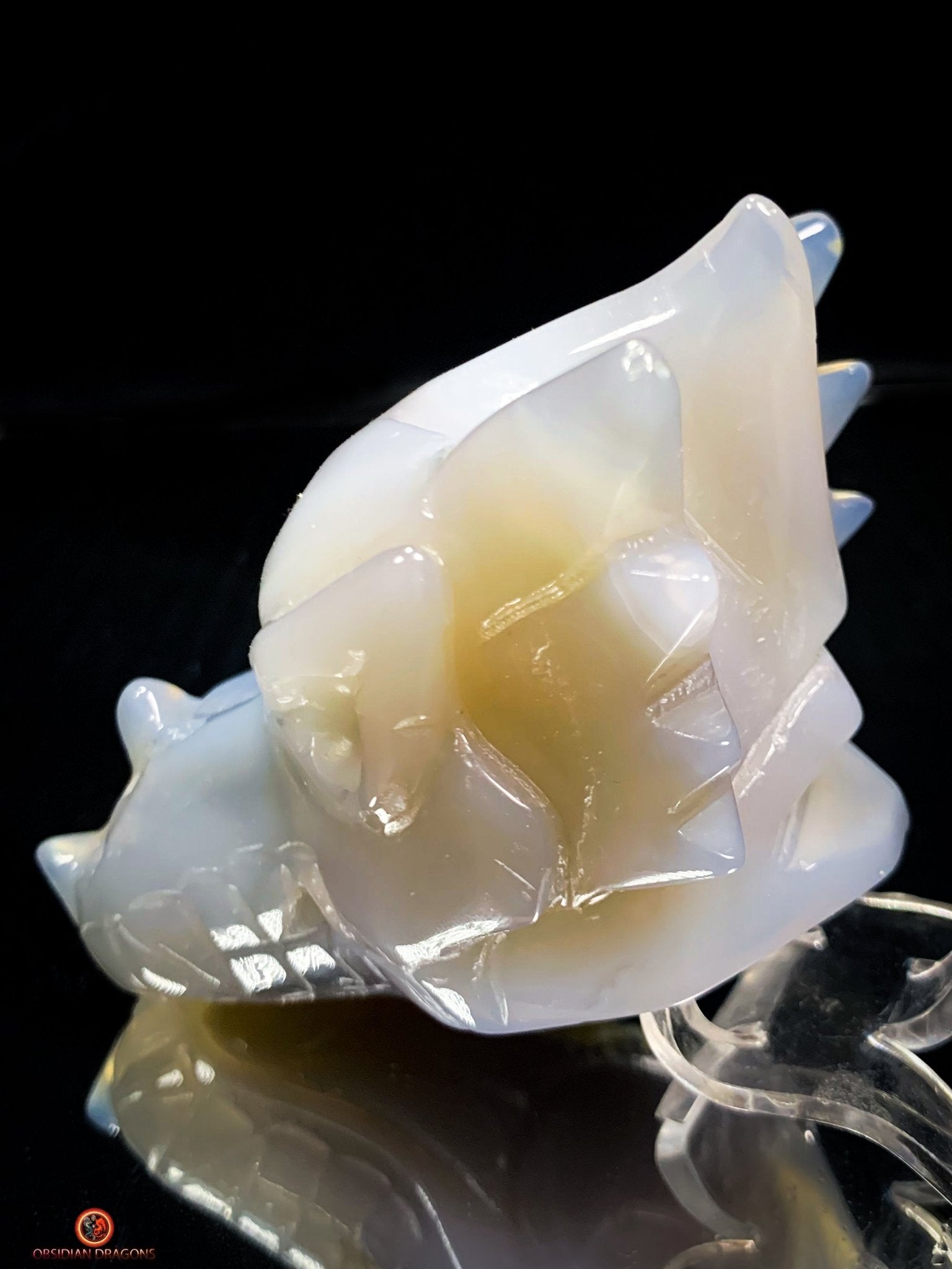 Crâne de Dragon en géode de Quartz – Harmonie Spirituelle | obsidian dragons