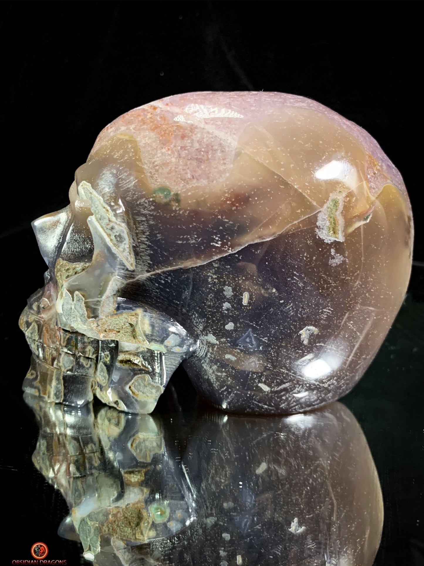 Crâne de cristal en Améthyste - Sculpture rare et Unique - obsidian dragons