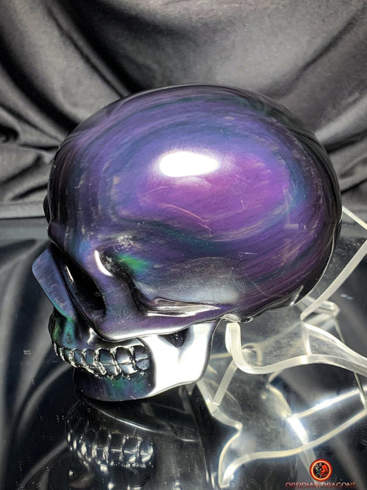 Crâne en obsidienne œil céleste - Pièce unique rare | obsidian dragons