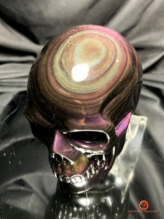Crâne en obsidienne œil céleste – Objet rare et spirituel | obsidian dragons