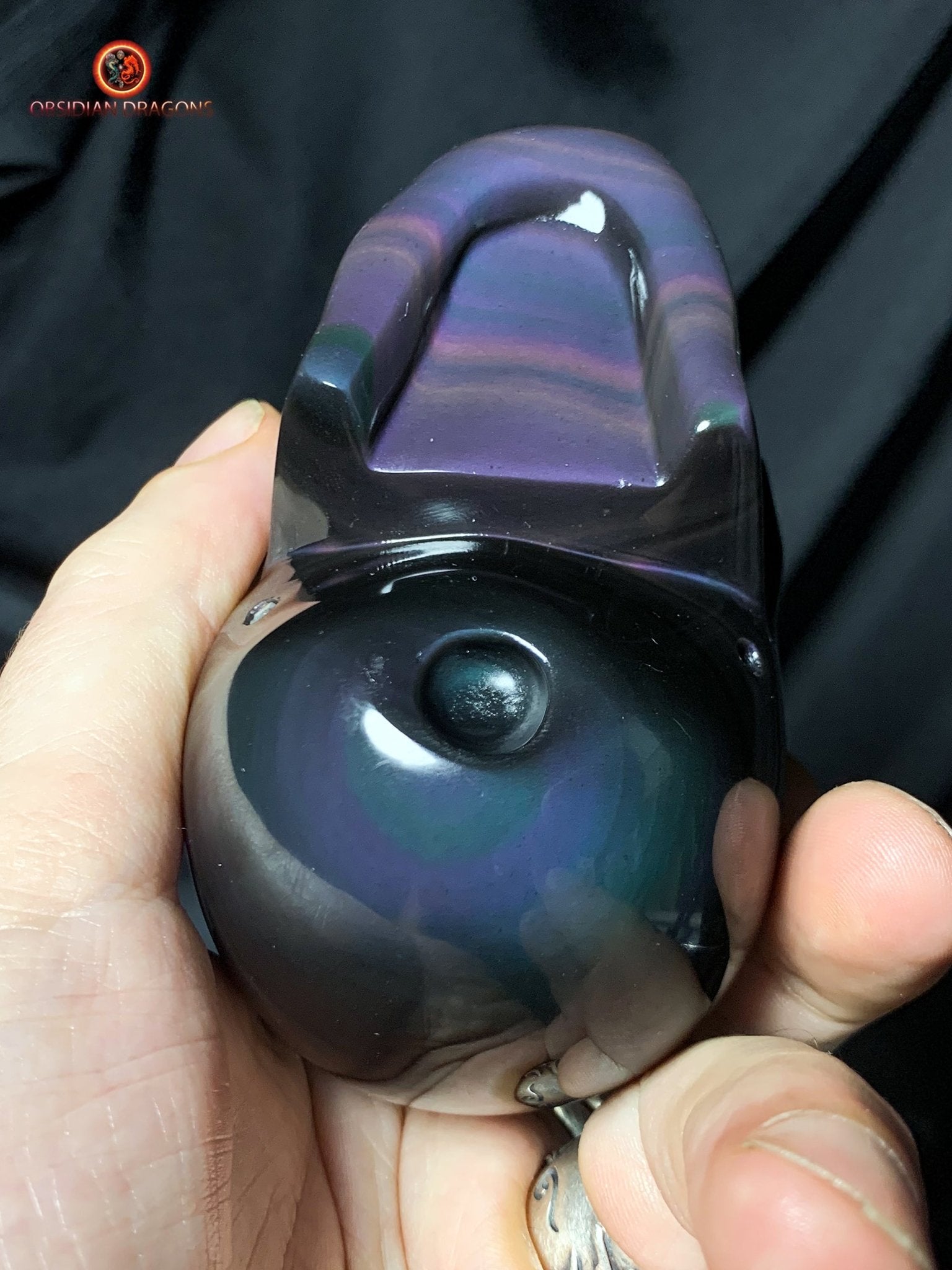 Crâne en obsidienne œil céleste- Pièce rare et unique | obsidian dragons