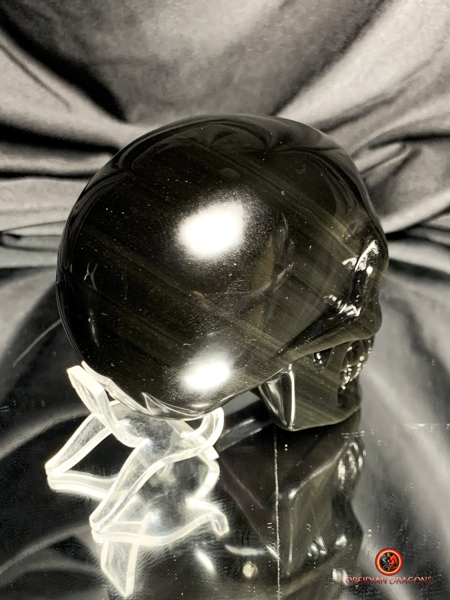 Crâne en obsidienne œil céleste- Pièce rare et unique | obsidian dragons
