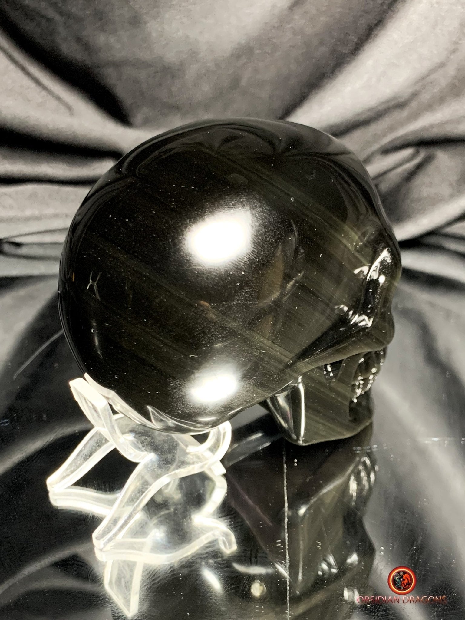 Crâne en obsidienne œil céleste- Pièce rare et unique | obsidian dragons