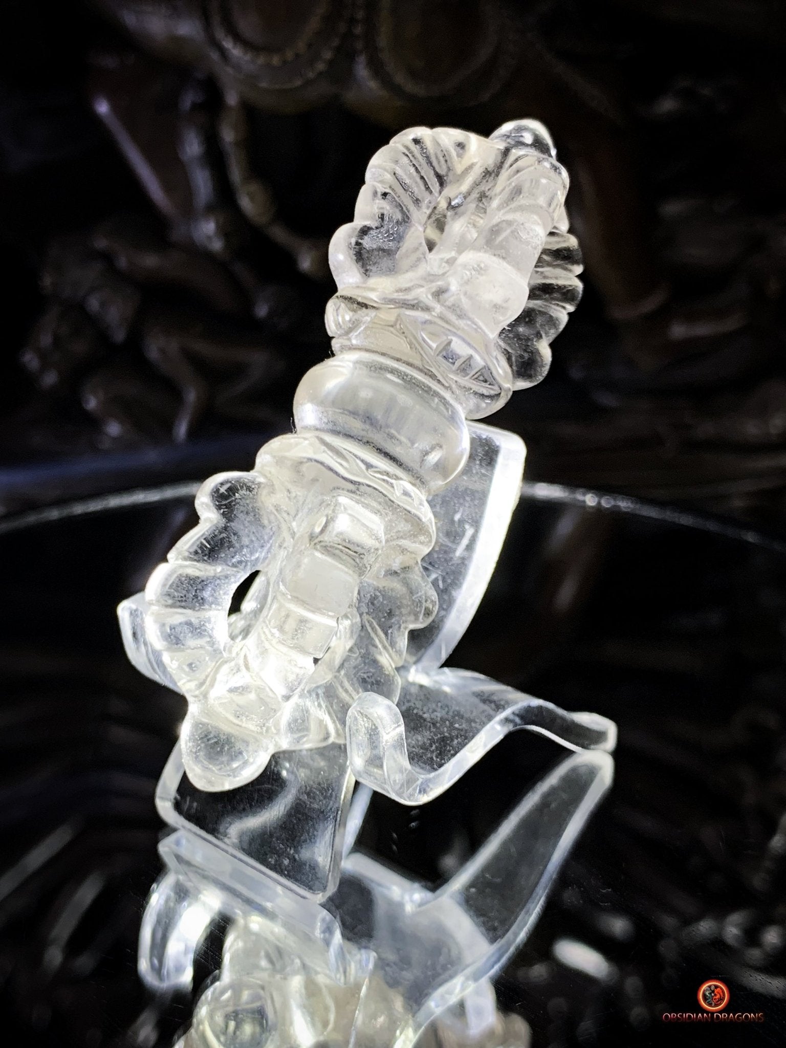 Dorje en Cristal de Roche Himalayen - Qualité Gemme | obsidian dragons