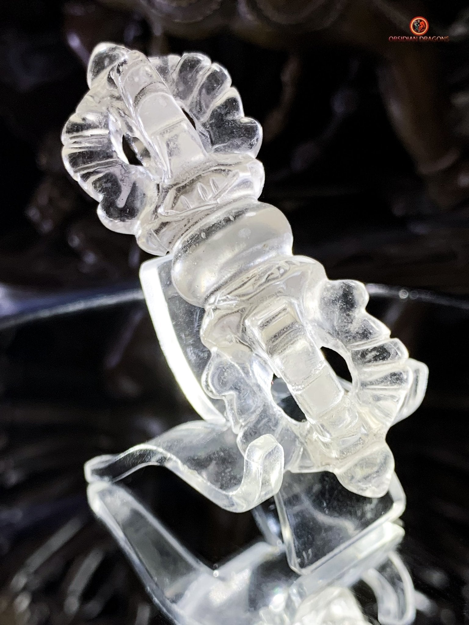 Dorje en Cristal de Roche Himalayen - Qualité Gemme | obsidian dragons
