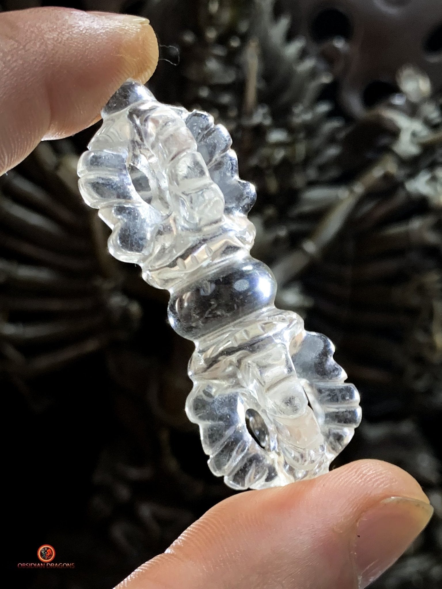Dorje en Cristal de Roche Himalayen - Qualité Gemme | obsidian dragons