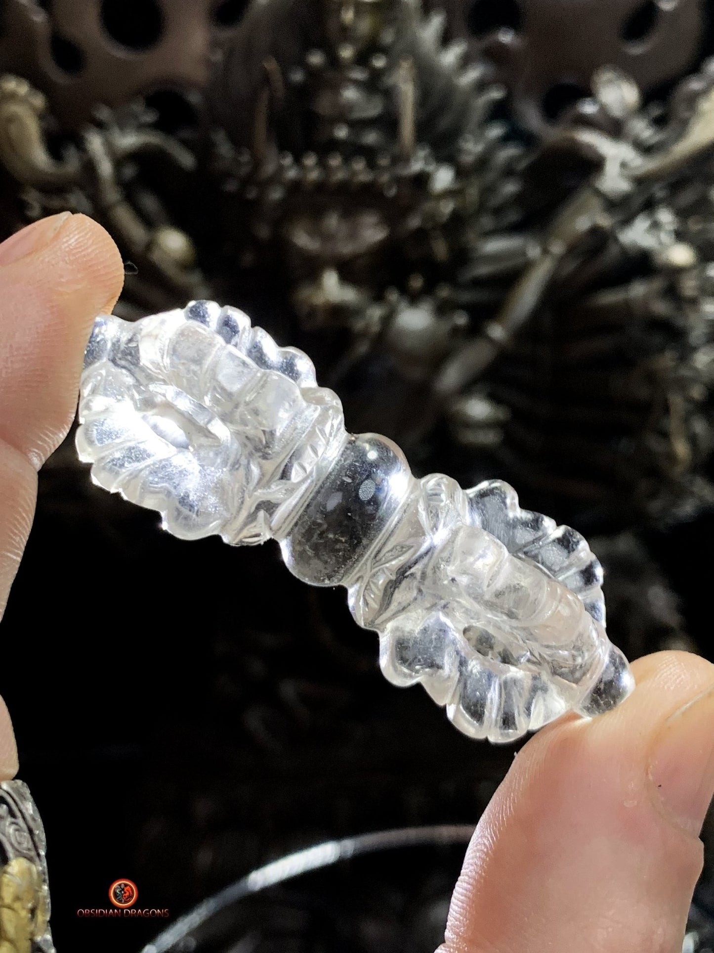 Dorje en Cristal de Roche Himalayen - Qualité Gemme | obsidian dragons