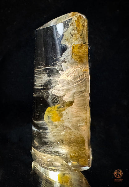 Dragon en Cristal de Roche Glyptique - Pièce Unique | obsidian dragons