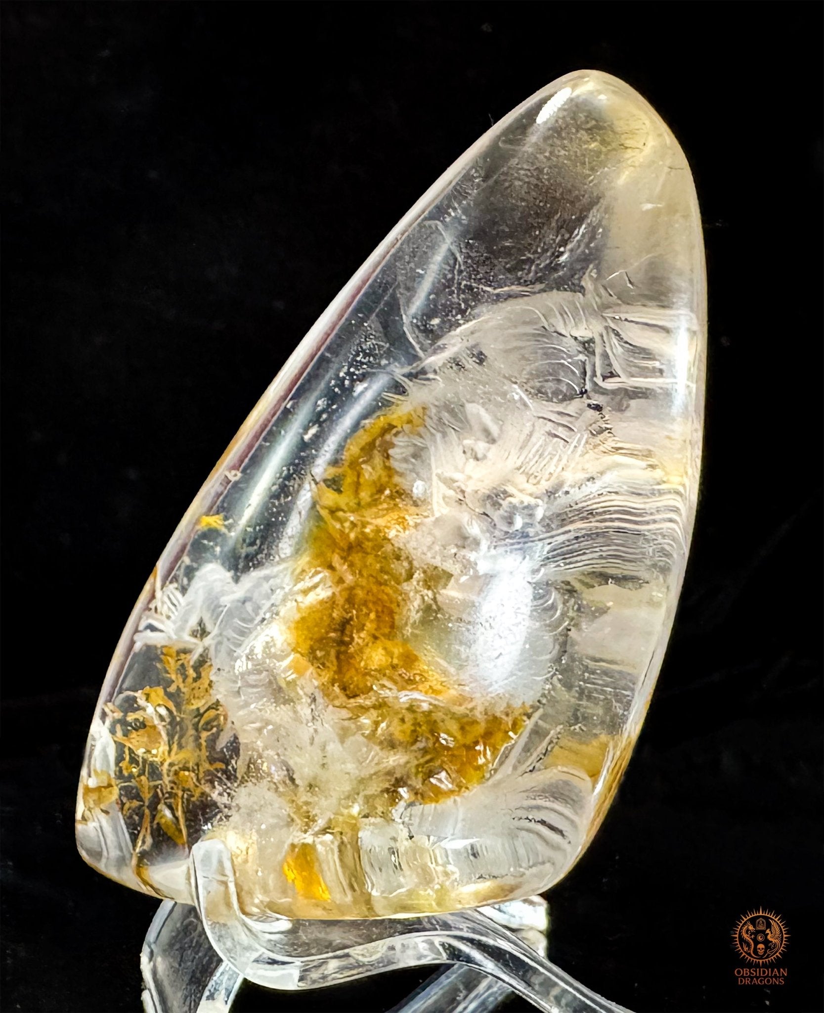 Dragon en Quartz Lodolite Glyptique – Pièce Unique | obsidian dragons