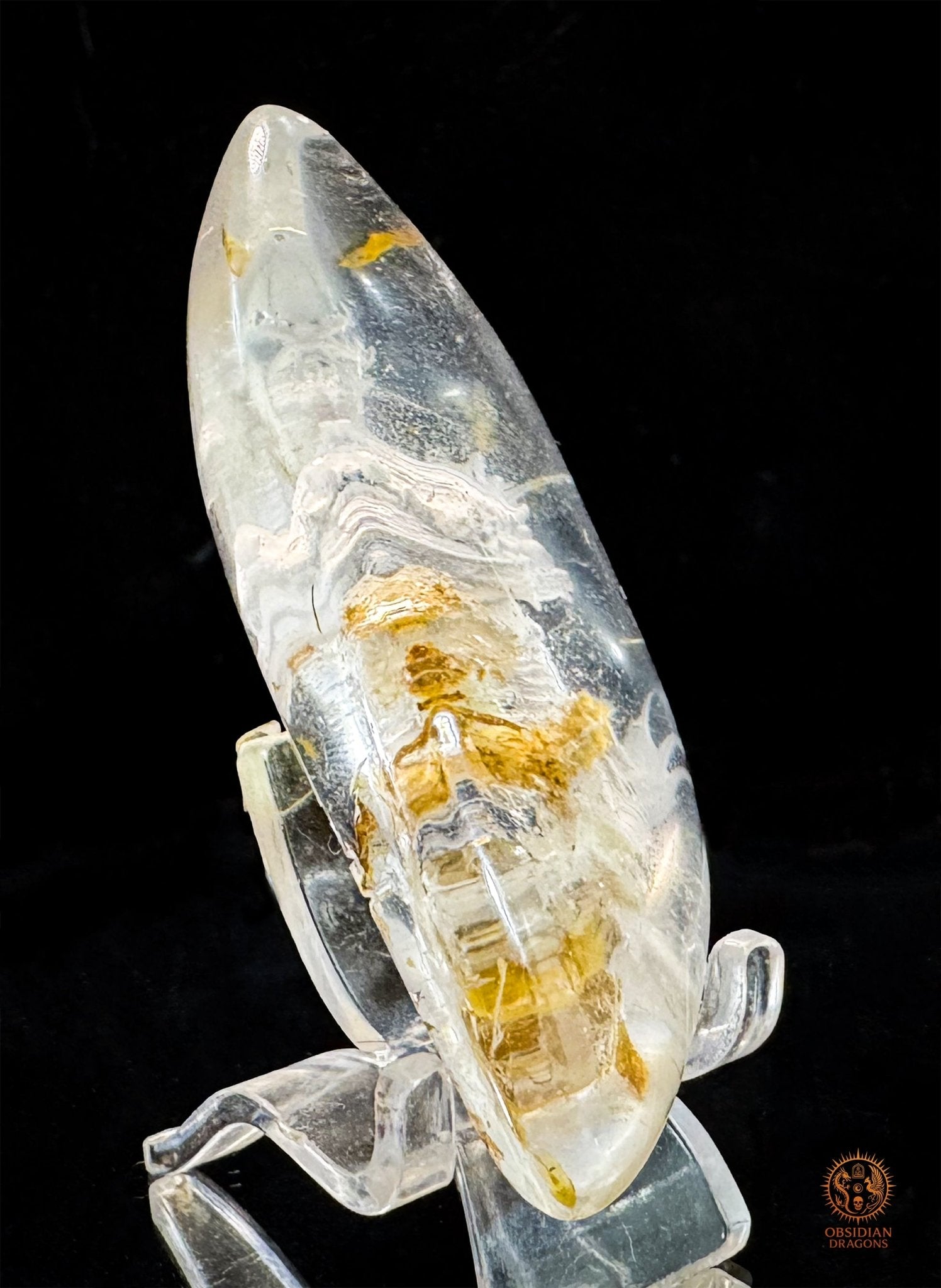 Dragon en Quartz Lodolite Glyptique – Pièce Unique | obsidian dragons