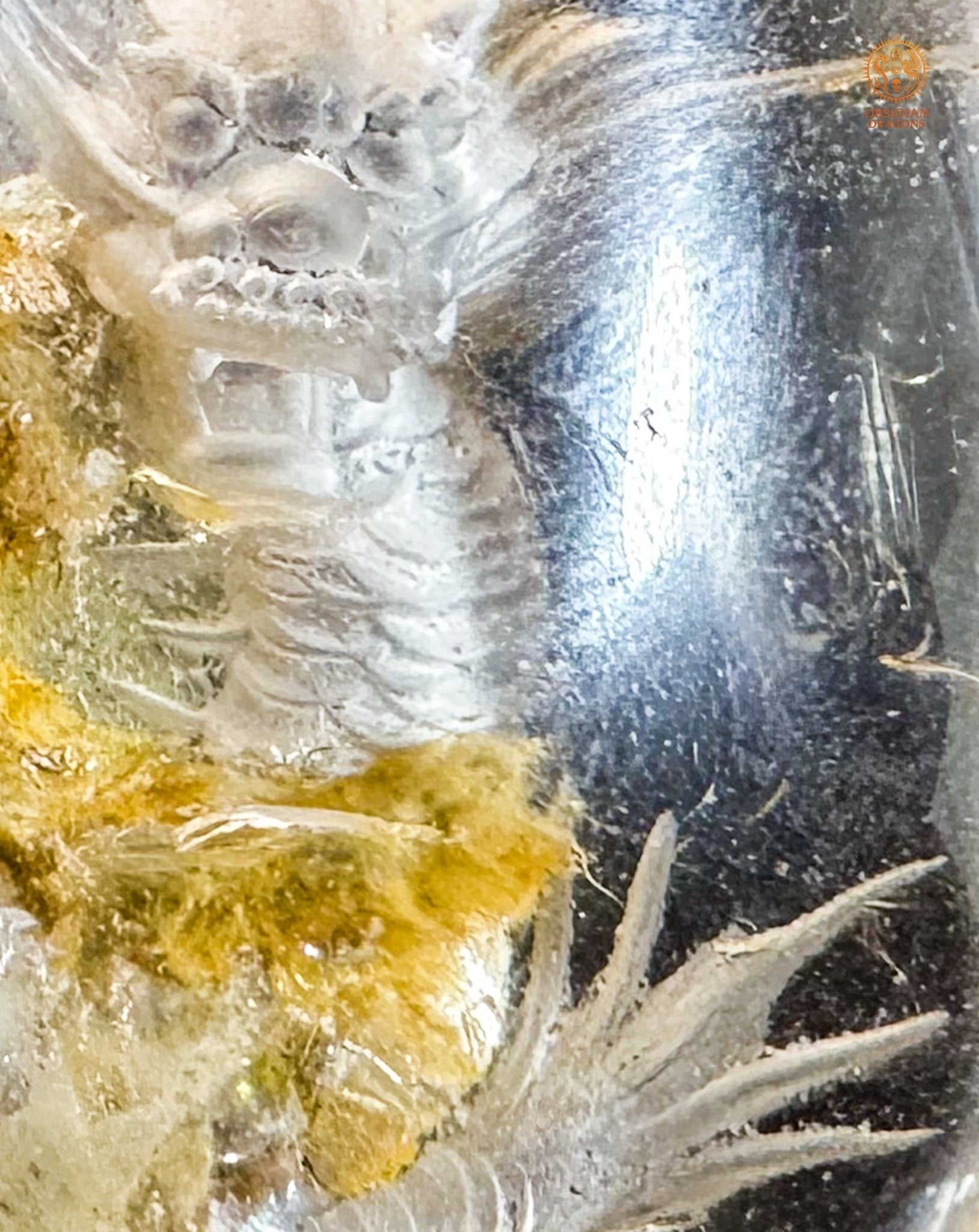 Dragon en Quartz Lodolite Glyptique – Pièce Unique | obsidian dragons