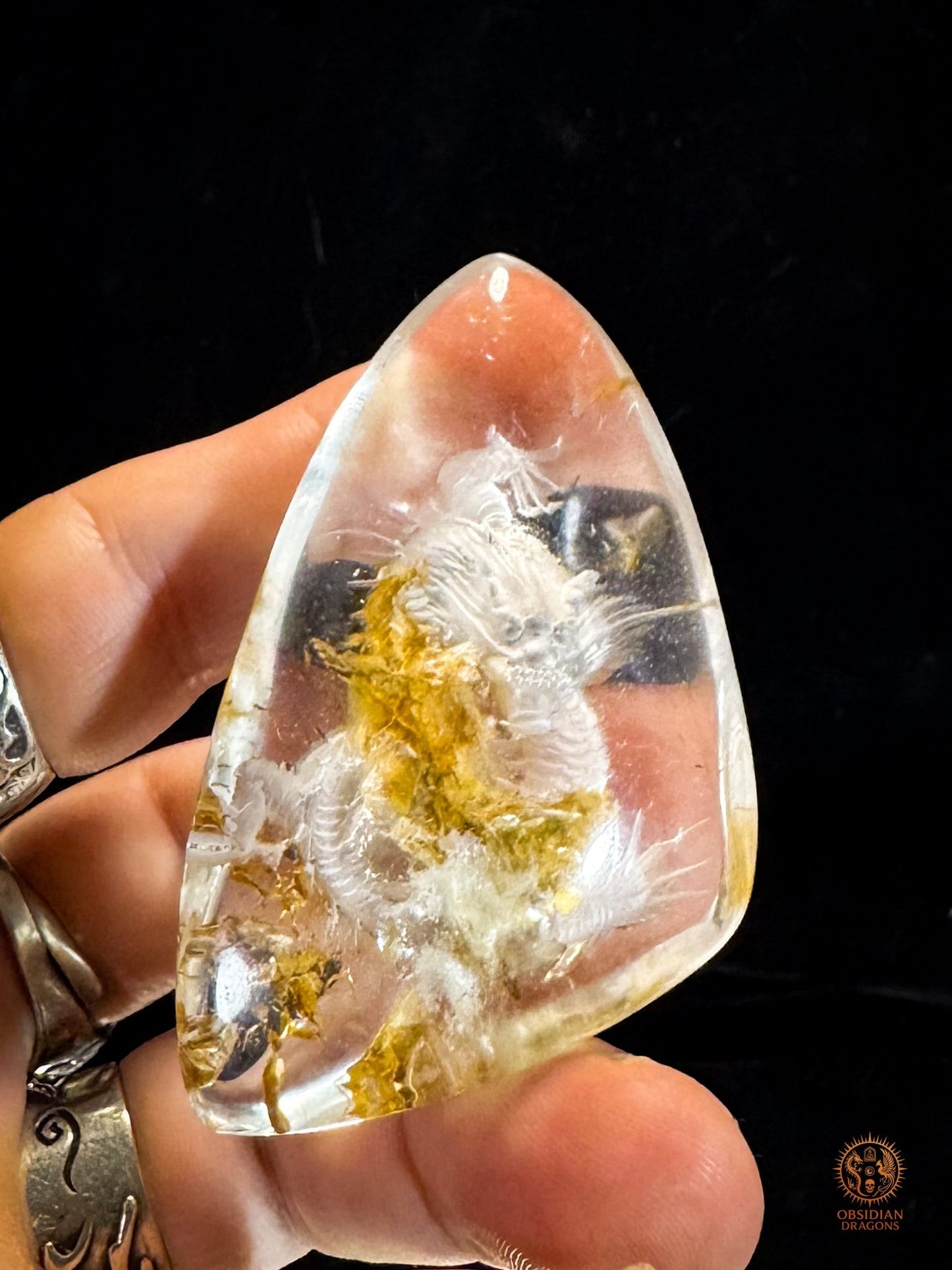 Dragon en Quartz Lodolite Glyptique – Pièce Unique | obsidian dragons