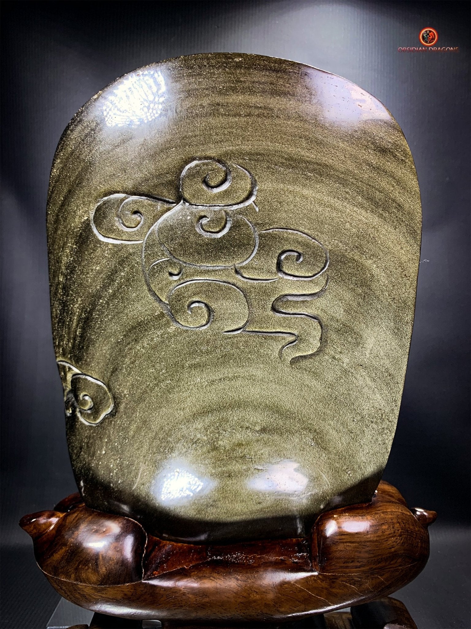 Dragon en Obsidienne Dorée - Sculpture Exceptionnelle et Unique | obsidian dragons