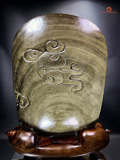 Dragon en Obsidienne Dorée - Sculpture Exceptionnelle et Unique | obsidian dragons