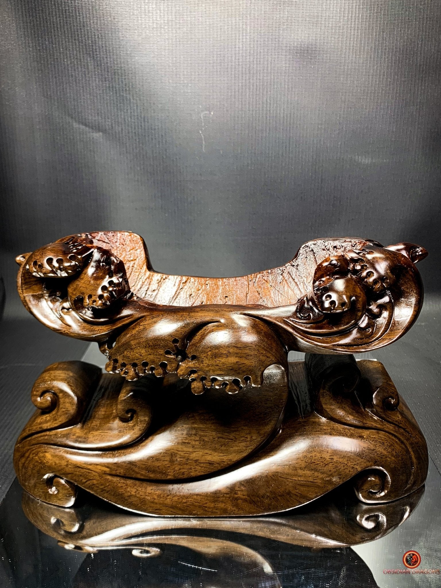 Dragon en Obsidienne Dorée - Sculpture Exceptionnelle et Unique - obsidian dragons