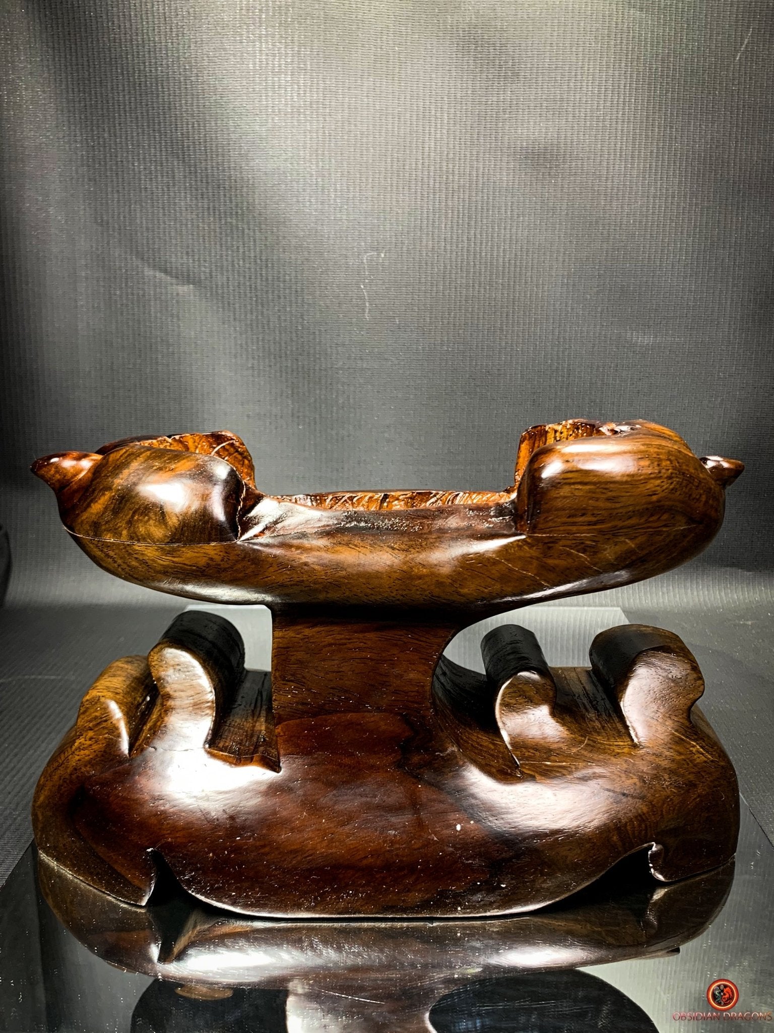 Dragon en Obsidienne Dorée - Sculpture Exceptionnelle et Unique - obsidian dragons