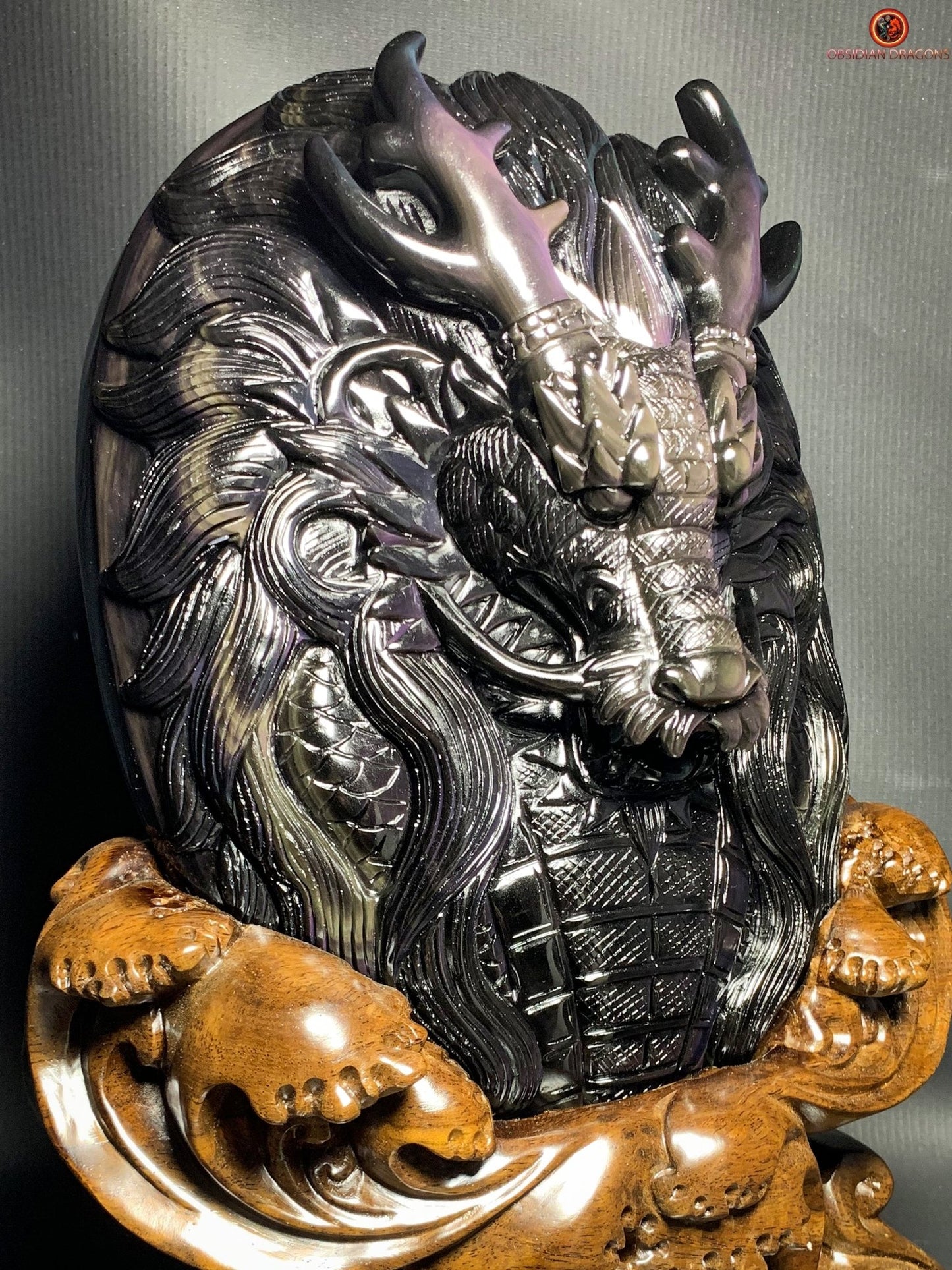 Dragon en Obsidienne Œil Céleste – Chef-d’œuvre Unique