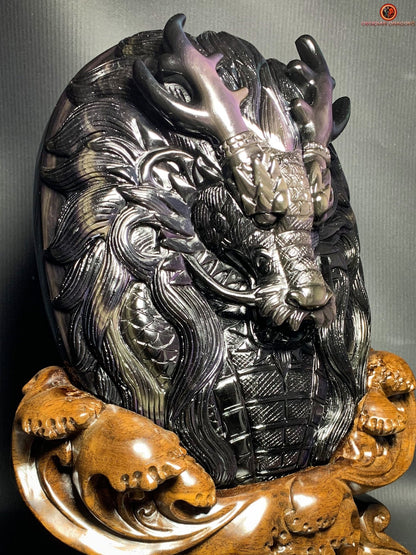Dragon en Obsidienne Œil Céleste – Chef-d’œuvre Unique