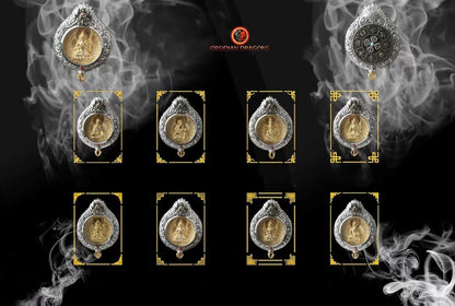 Ghau Bouddha Acala - Amulette Bouddhiste en Argent et or | obsidian dragons