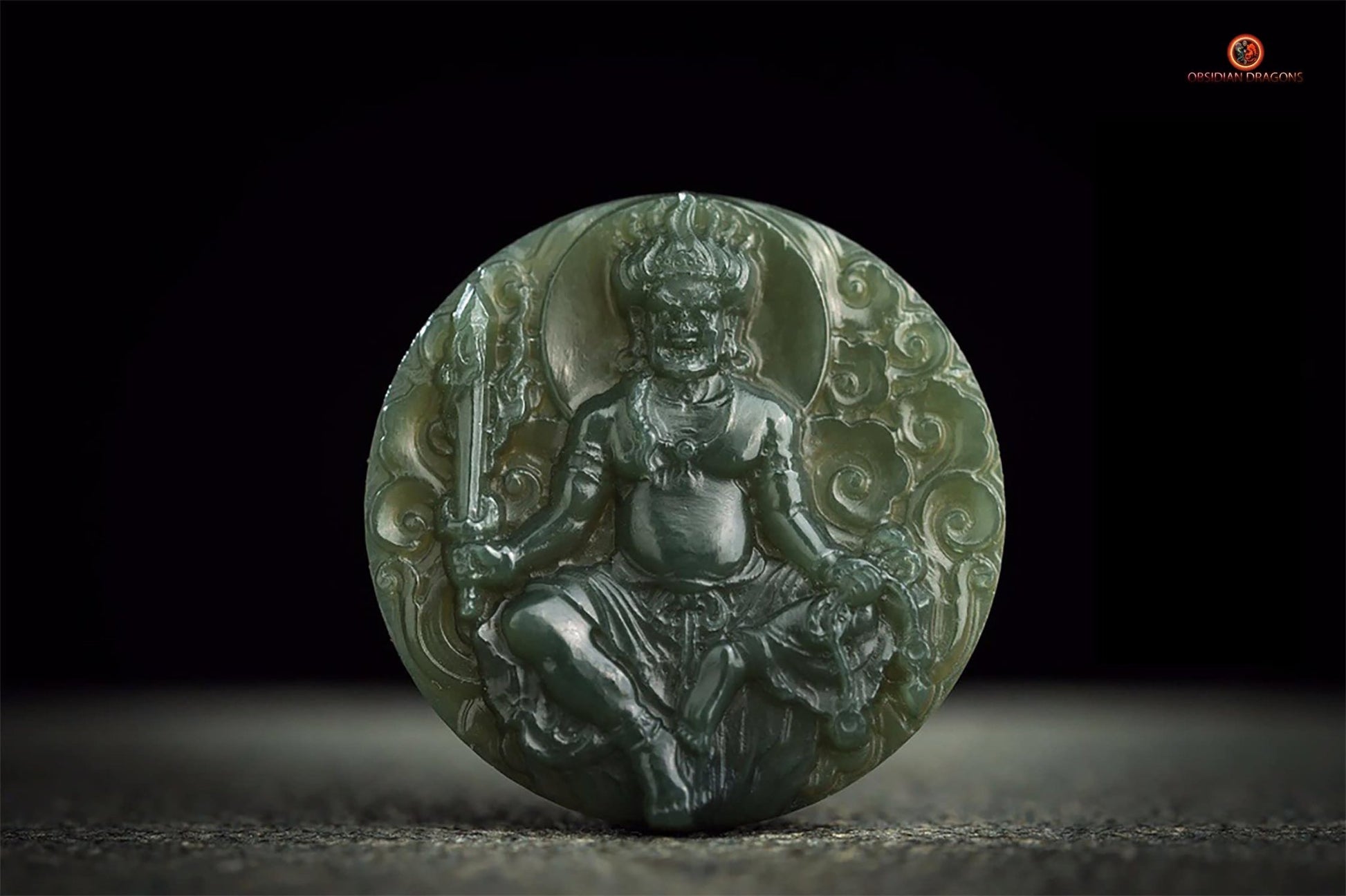 Ghau du Bouddha Acala - Jade polaire et Argent 925 | obsidian dragons