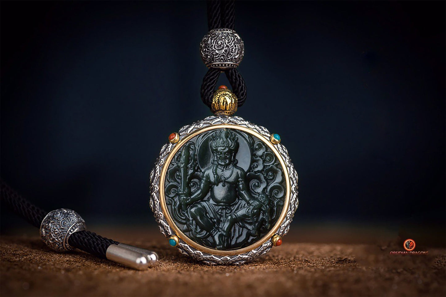 Ghau du Bouddha Acala - Jade polaire et Argent 925 | obsidian dragons