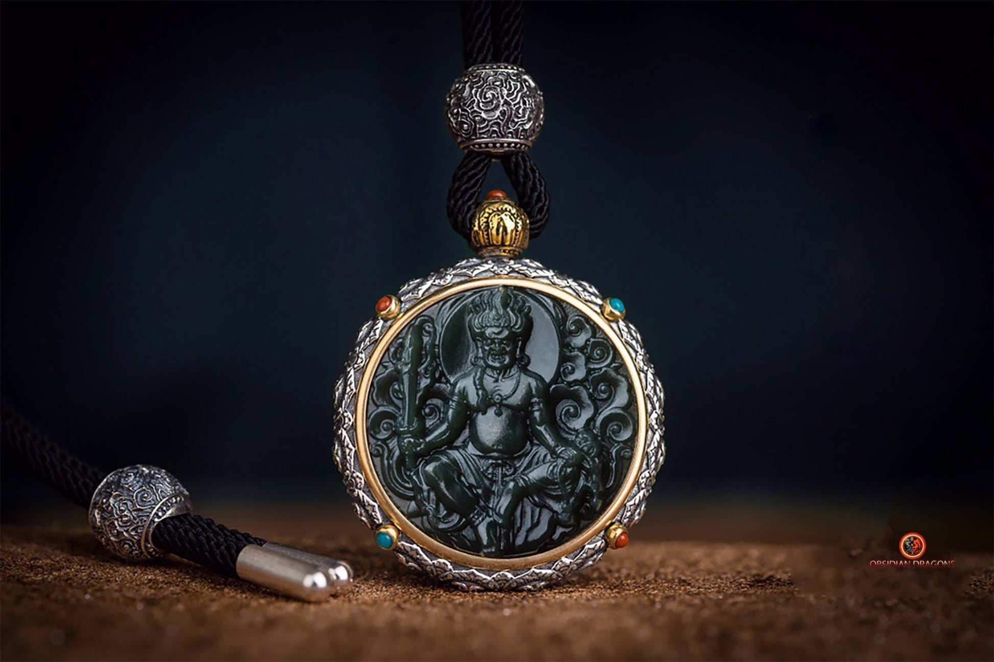 Ghau du Bouddha Acala - Jade polaire et Argent 925 | obsidian dragons