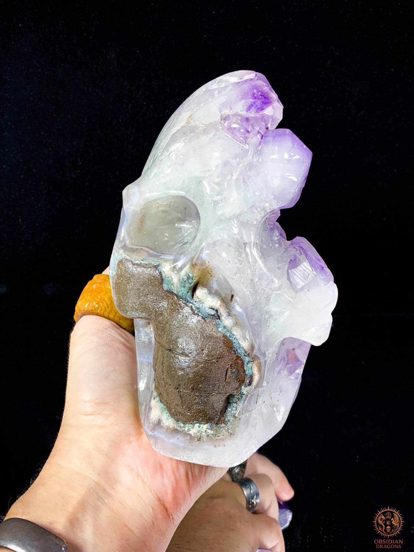 Grand Crâne de Cristal en Améthyste – Lumière Primordiale | obsidian dragons