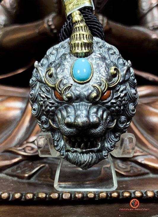 Grand Pendentif Pixiu en Argent - Protection Feng Shui et Chance | obsidian dragons