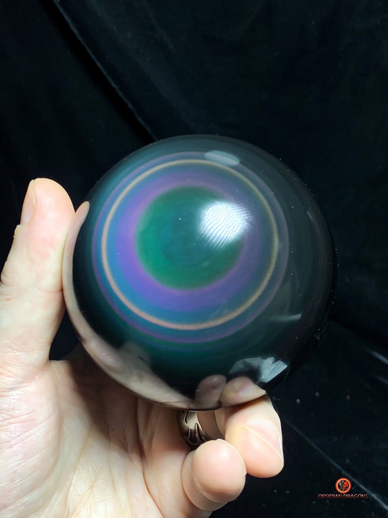 Sphère en obsidienne œil céleste - Unique - 10.9 cm - obsidian dragons