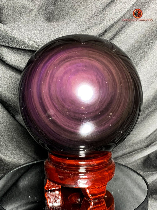 Grande sphère en Obsidienne Œil Céleste - Diamètre 11.14 cm - 1.729 kg | obsidian dragons