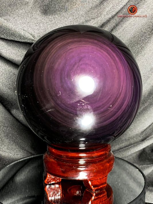 Grande sphère en Obsidienne Œil Céleste - Diamètre 11.14 cm - 1.729 kg | obsidian dragons