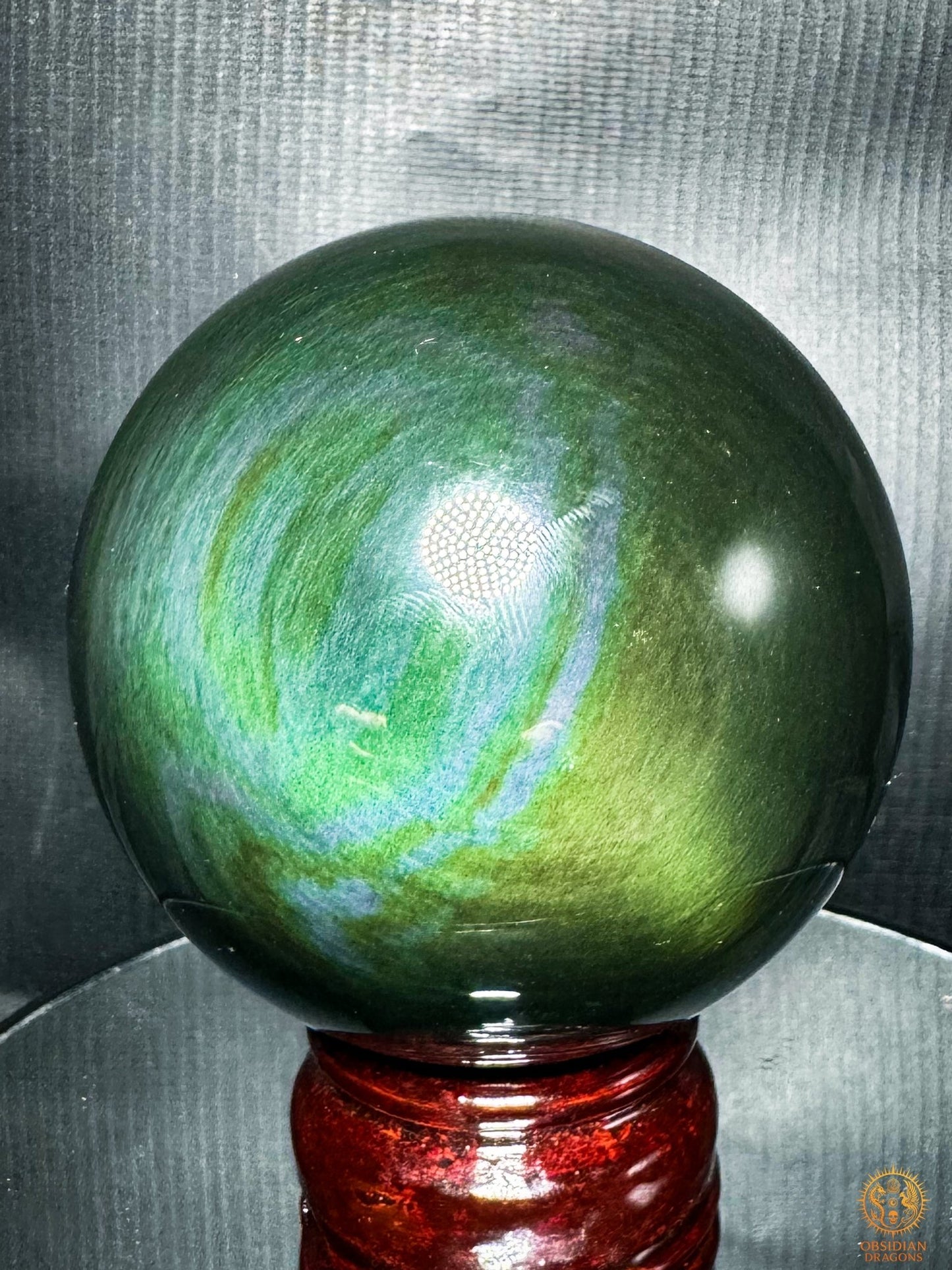 Grande sphère en obsidienne Mento Huichol du Mexique | obsidian dragons