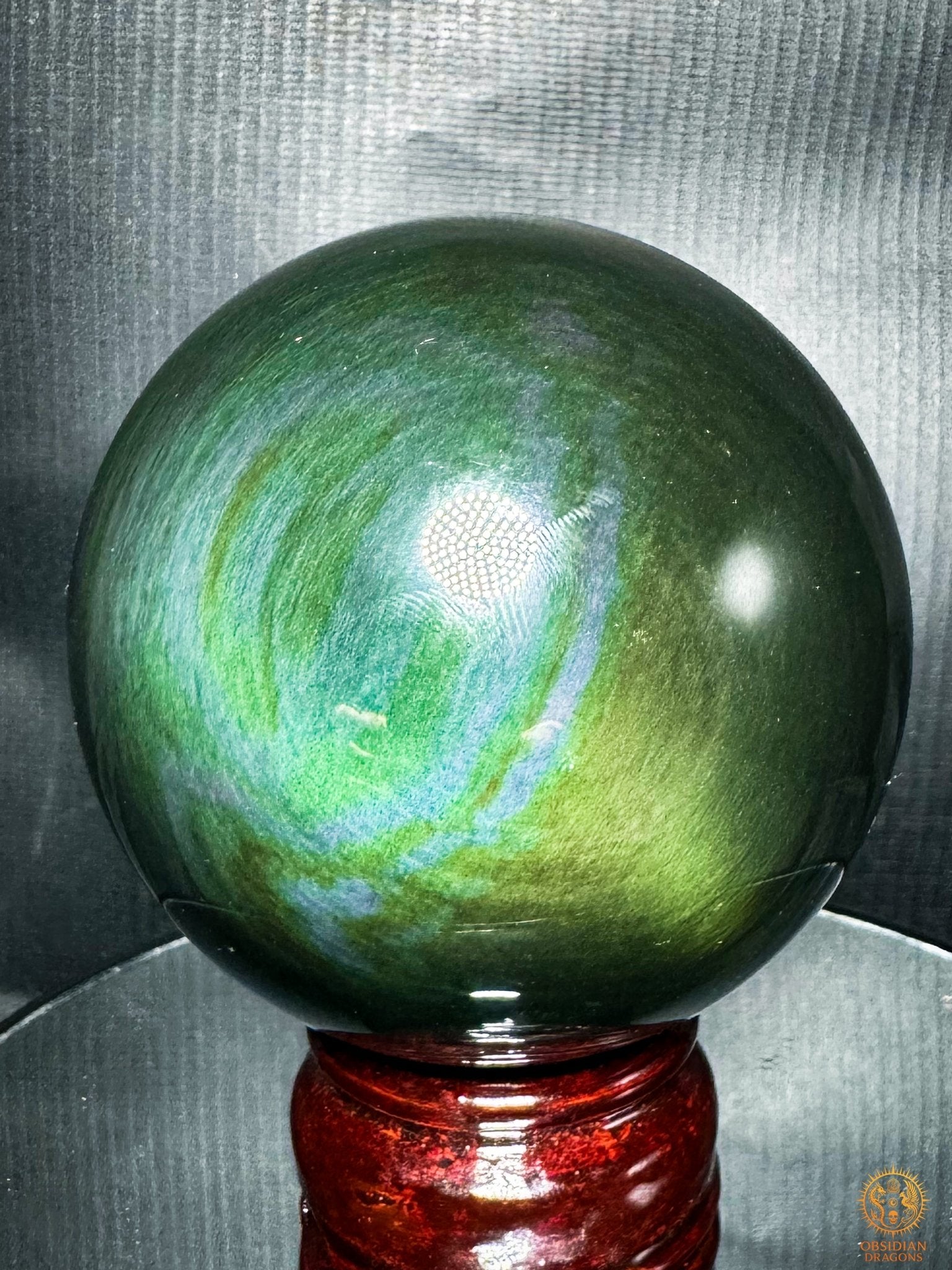 Grande sphère en obsidienne Mento Huichol du Mexique | obsidian dragons