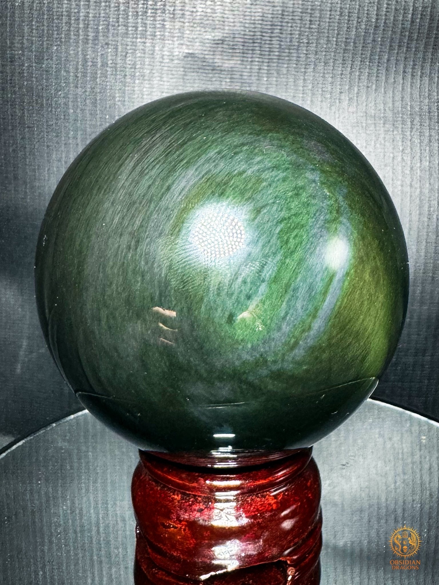 Grande sphère en obsidienne Mento Huichol du Mexique | obsidian dragons