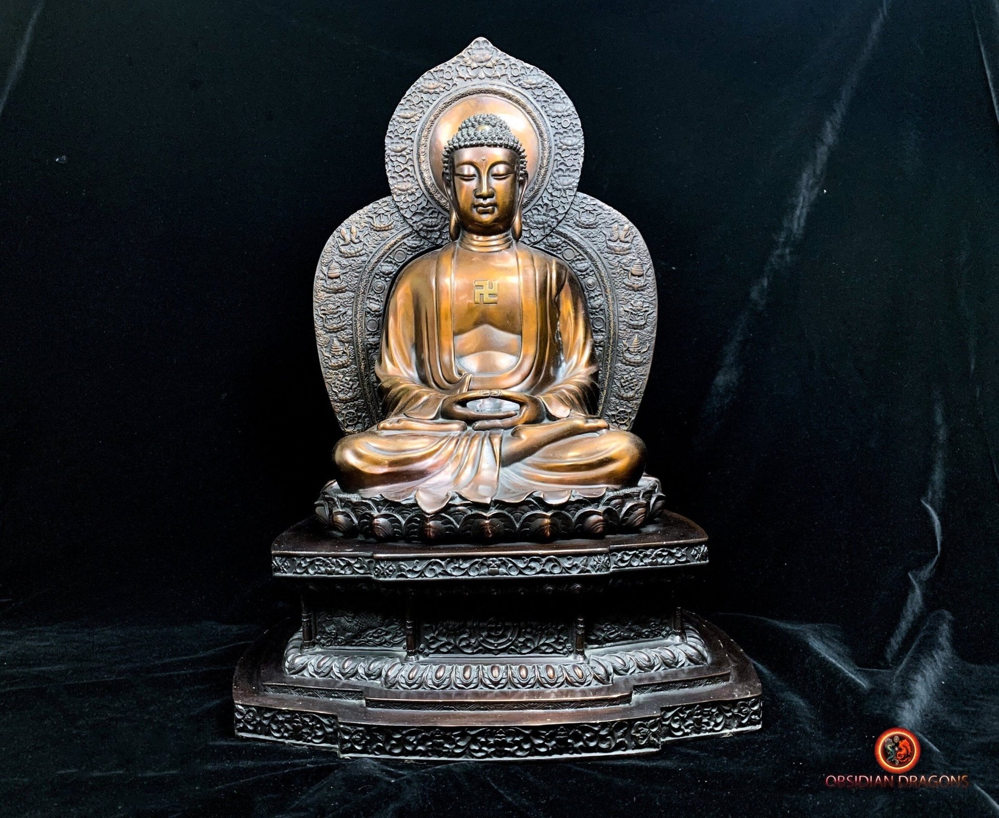 Grande statue du Bouddha Amitabha en Bronze - Rare - 53 cm | obsidian dragons