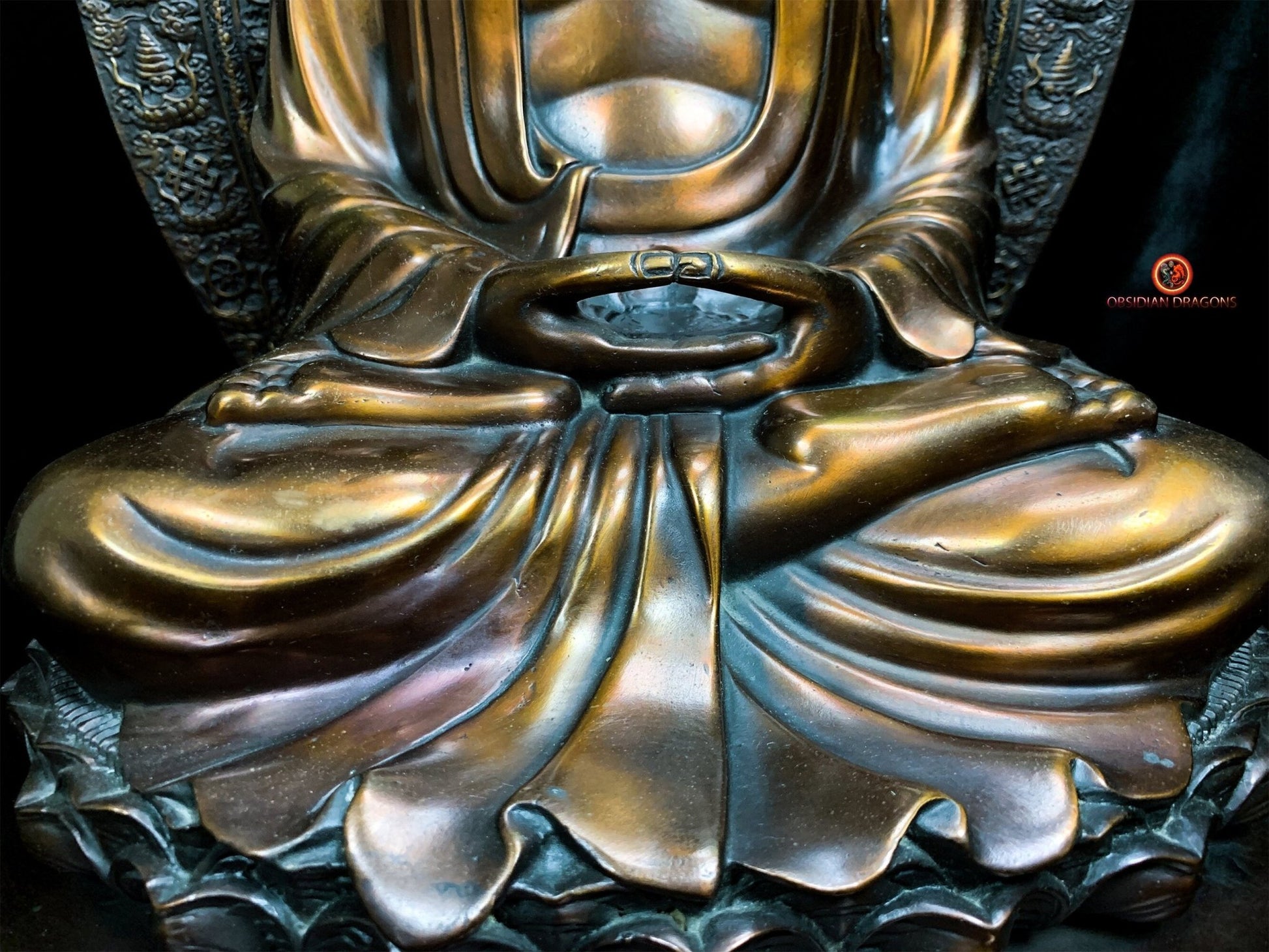 Grande statue du Bouddha Amitabha en Bronze - Rare - 53 cm | obsidian dragons