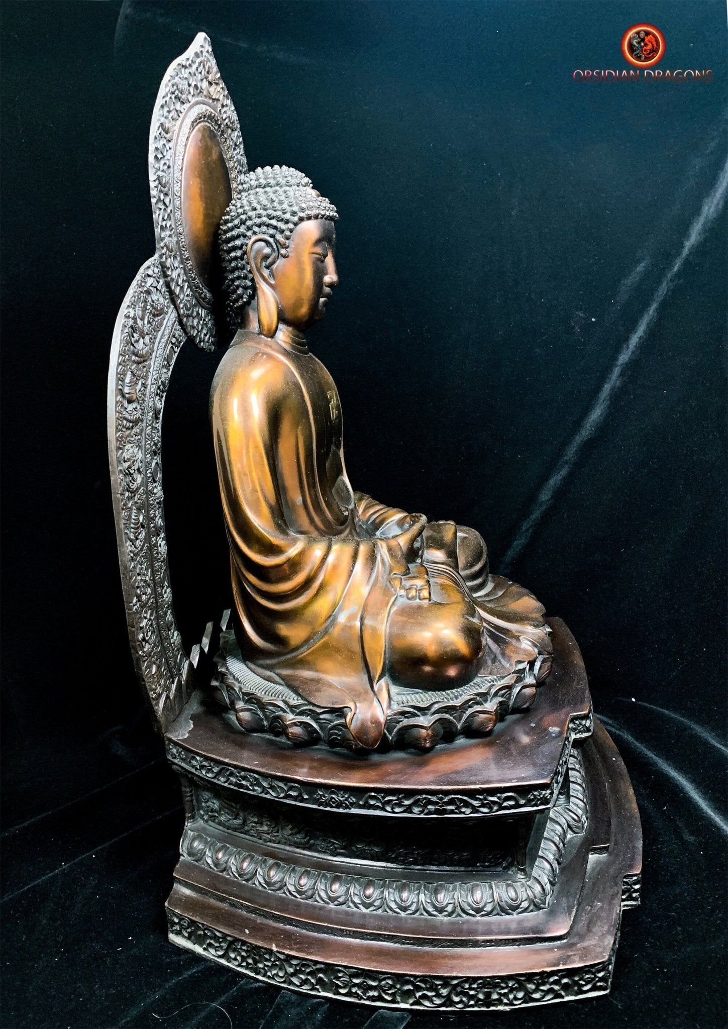 Grande statue du Bouddha Amitabha en Bronze - Rare - 53 cm | obsidian dragons