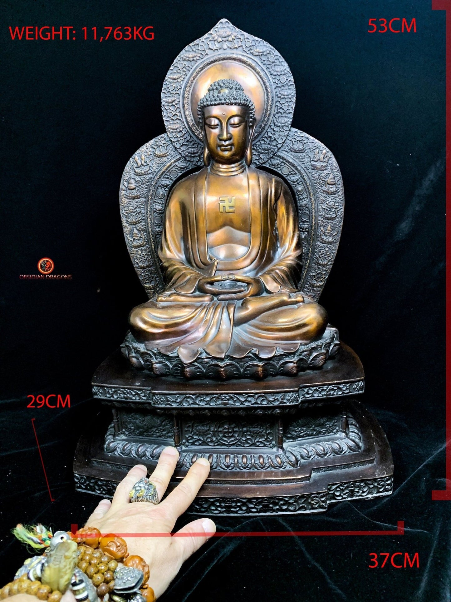 Grande statue du Bouddha Amitabha en Bronze - Rare - 53 cm | obsidian dragons