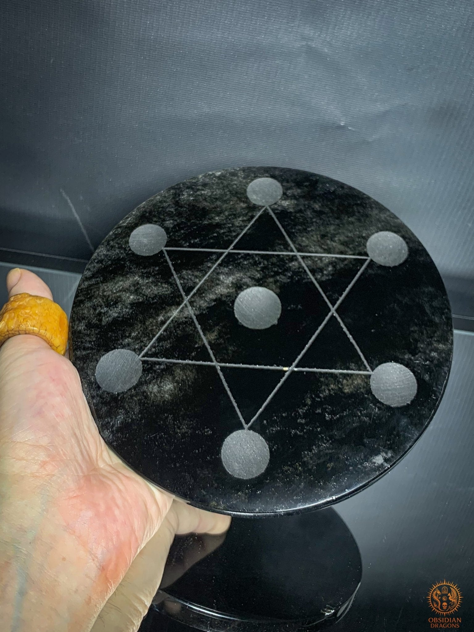 Hexagramme en Obsidienne Œil Céleste – Amplificateur Énergétique | obsidian dragons