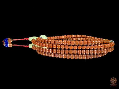 Mala 108 perles en agate Nan Hong de baoshan & ambre royal | obsidian dragons