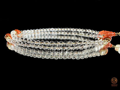 Mala 108 perles en cristal de roche naturel - Phurba | obsidian dragons