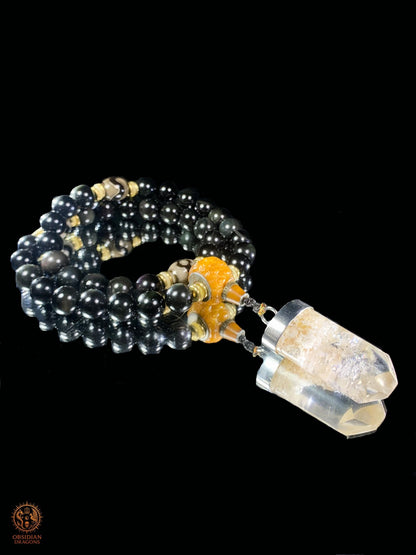 Mala Bouddhiste de Ceinture – Obsidienne – DZIS – Cristal | obsidian dragons