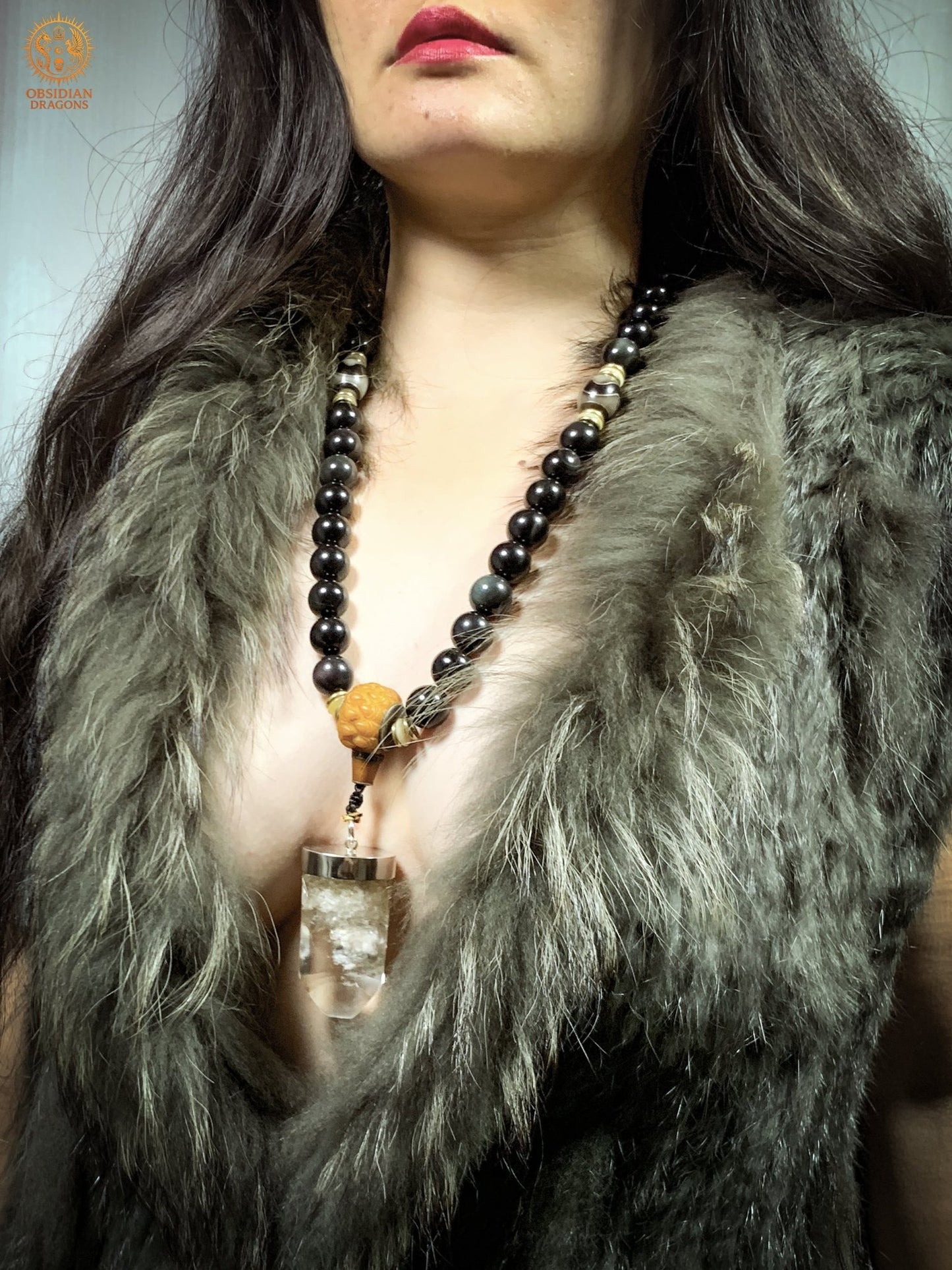 Mala Bouddhiste de Ceinture – Obsidienne – DZIS – Cristal | obsidian dragons