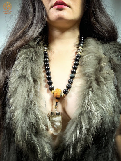 Mala Bouddhiste de Ceinture – Obsidienne – DZIS – Cristal | obsidian dragons