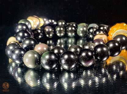 Mala Bouddhiste de Ceinture – Obsidienne – DZIS – Cristal | obsidian dragons